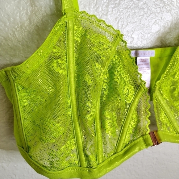 Savage X Fenty by Rihanna Caged Lace Bra Bralette Apple Fuji Green sz 1X - Picture 4 of 7
